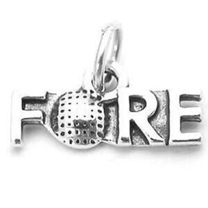 "FORE" CHARM WITH GOLF BALL FOR THE "O" IN STERLING SILVER